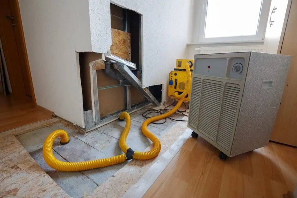Structural drying equipment in action